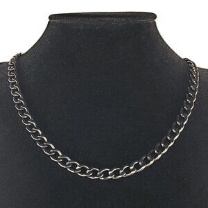 24" Mens Black Rhodium Platinum Cuban Chain Link Necklace Guys Silver Jewelry